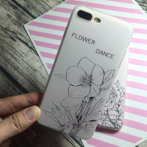 PC+TPU Silk Skin Back Cover Relief Painting Flowers Pattern Cell Phone Case For