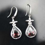925 Sterling Silver Pear Shape Created Amethyst Cubic Zircon Drop Dangle