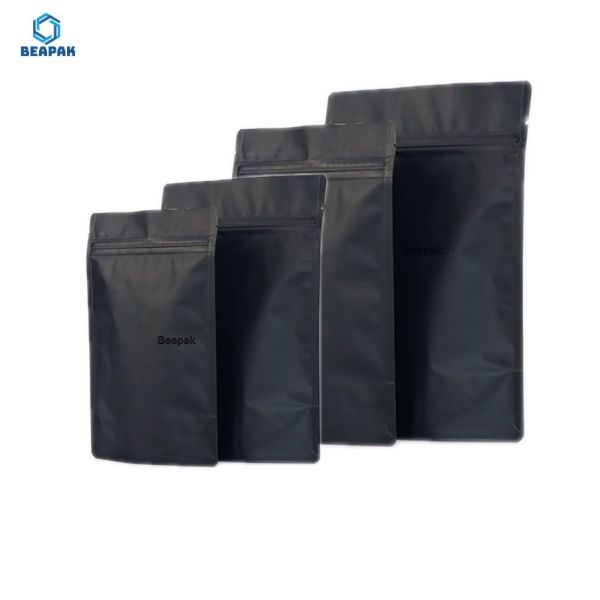 Quality Matte Black Zipper Doypack Mylar Stock Packaging Bags for sale