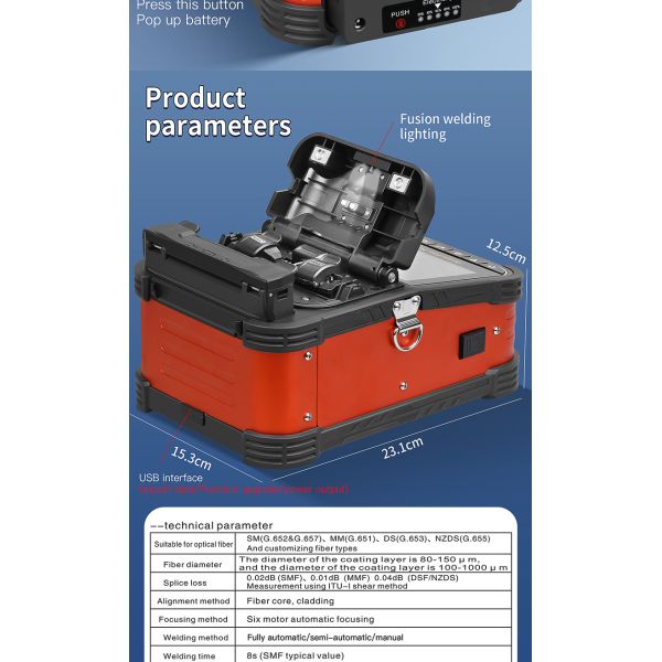 FONGKO A-5 Optical Fiber Fusion Splicer 6 Motor Fiber Core Alignment for Fiber Optic Splicing Machine