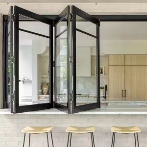 Buy cheap Vertical Aluminum Folding Window with 1.4mm Frame Thickness High Energy Efficiency and Customized Glass from wholesalers
