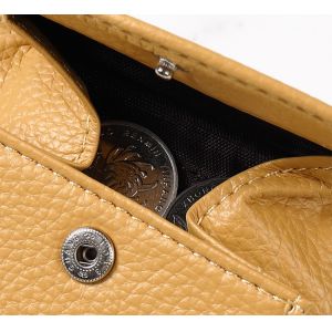 Mini Card Holder Litchi Pattern PU Leather Wallet Female Three Fold Wallet with