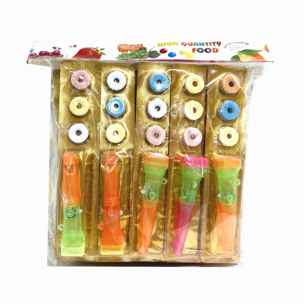 Quality Flashlight Novelty Candy Toys Fruity Sweet With Light Prssed Whistle for sale