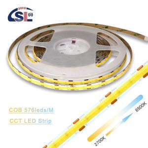 China Flexible Ribbon 576 LEDs/m 12V 24V DC 2 Wire CCT COB Strip Light for Lighting Projects on sale