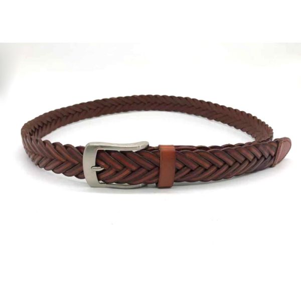 Quality Unisex Handmade 3.3cm First Layer Leather Braided Belt for sale