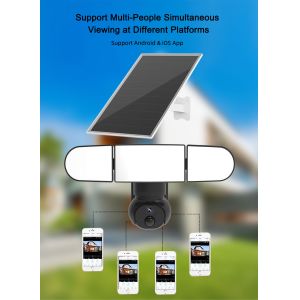 4MP WiFi Solar Security Camera Siren Alarm 6500K Floodlight 3M Cable 2K