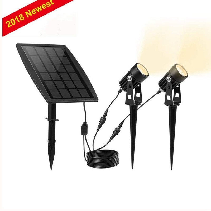 Solar Led Portable Motion Sensor Light 2 Head Spot For Garden Park Pathway