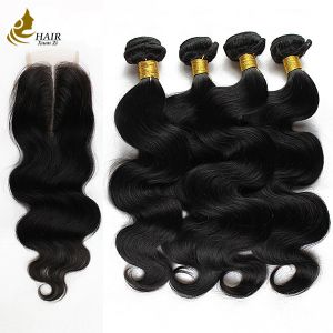 China Real Remy Human Hair Extensions Peruvian Curly Bundles With Closure on sale