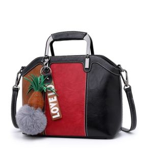 Buy cheap Patchwork Handbags Faux Leather Tote Bags with Pompon PU Shoulder Bag from wholesalers