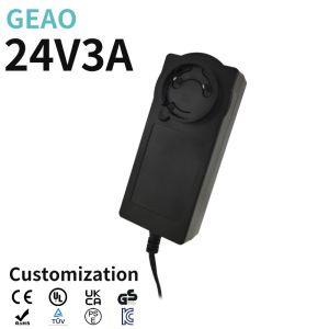 Buy cheap Black 24V 3A Interchangeable Power Adapter / Power Supply ABS+PC from wholesalers
