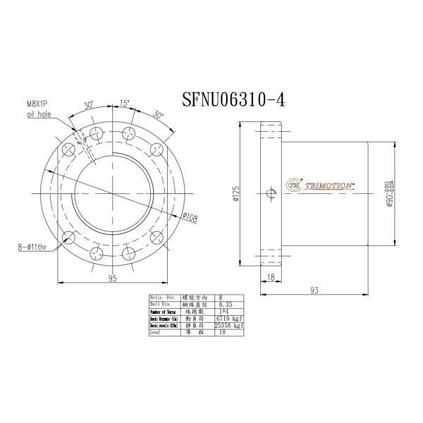 Original TBI Ball Screw SFNU06310 63mm Ball Screw Manufacturing