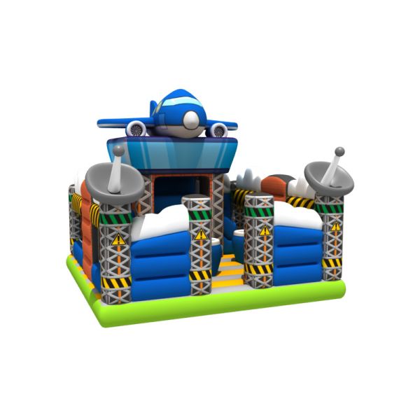 Spaceship Themed Inflatable Jump House / Airplane Bouncer With Slide For