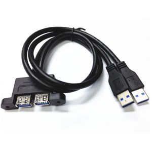 Buy cheap Mount pannel Dual USB 3.0 A Female to A male extension cable with screw from wholesalers