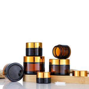 China 30g Amber Cream Transparent Glass Jars 5.2cm Dia on sale