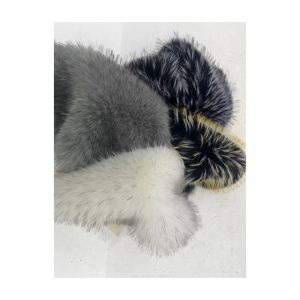 Buy cheap Soft and Luxurious Knitted Backing White Fur with Black Tip Dyed Color Pom Fur Fabric from wholesalers