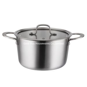 Buy cheap 24cm Stainless Steel Cooking Pot Three Layer Thickened Flat Bottom Non Stick With Glass Cover from wholesalers
