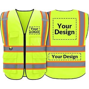 Buy cheap Custom Safety Vest with Logo,Custom Your Logo in High Visibility Reflective Vest Work Wear with Zipper & 5 Pocket from wholesalers