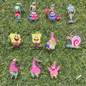 Transparent Acrylic Keychain With Metal Ring Durable Cartoon SpongeBob
