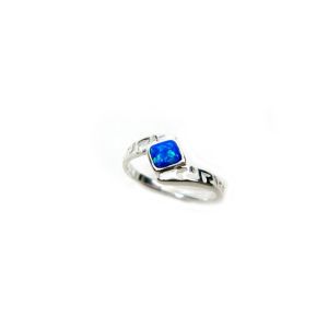 Buy cheap Sterling Sliver 925 Ancient Greek  Meander Key Modern Fire Rainbow Blue  Opal Engagement Ring from wholesalers