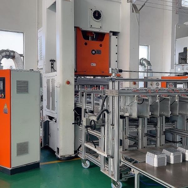High Productivity 14500KG Aluminium Foil Container Production Line with Mitsubishi PLC Control