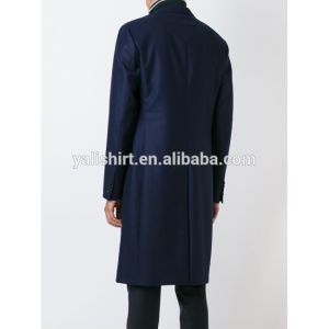Custom high quality mens longline wool coat with double-breasted