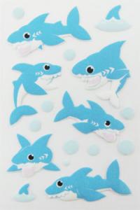 Buy cheap Non Toxic Foam Puffy Animal Stickers DIY 3D Cartoon Shark Blue Colored product