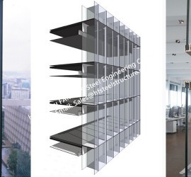 Double Layer Insulation Glass Curtain Wall Stick Built System Transparant