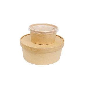Biodegradable brown kraft paper bowl with custom printed logo salad hot soup