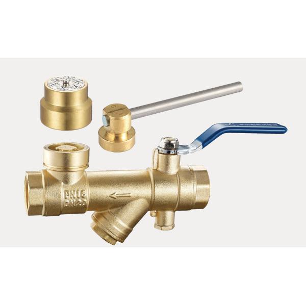 Quality 1208 Magnetic and Mechanical Lockable Brass Ball Valve 3 in 1 functions of Meter outlet / Built-in Strainer / Anti-theft for sale