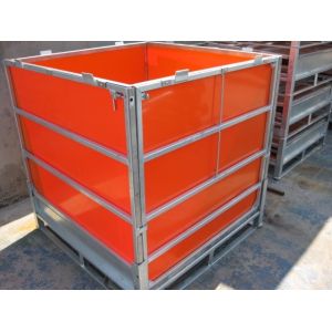 Buy cheap Galvanised IBC Intermediate Bulk Container Foldable Pallet Container With Coated Orange PP Panel from wholesalers