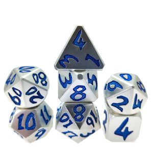 Buy cheap Wholesale Glow Green Metal DND Dice 7 Piece Nontoxic Polyhedral Dice Set Light Blue Material from wholesalers