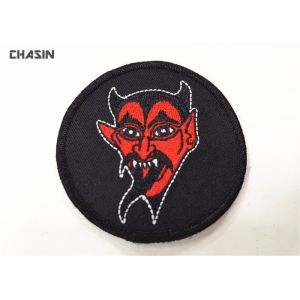 Buy cheap Custom Devil Logo Round Merrow border Clothing Embroidery Patches from wholesalers