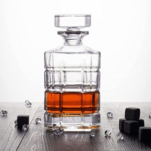 Buy cheap Round Glass Stopper Bourbon Whiskey Bottle for Cosmetics Engraved Design 30oz Capacity from wholesalers