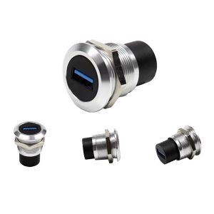 Buy cheap PA66 Nylon Waterproof Panel Mount Connector Push Locking Panel Mount Power Connector product