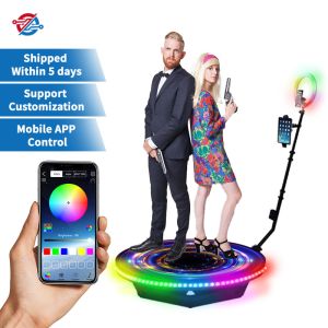 115cm 360 Rotating Photo Booth With LED Ring Light Wireless Control Selfie Or