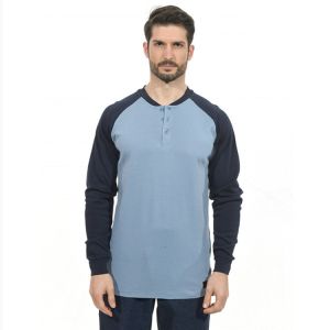 Buy cheap Durable Mechanical FR Henley Shirt 7oz Fire Resistant Long Sleeve product
