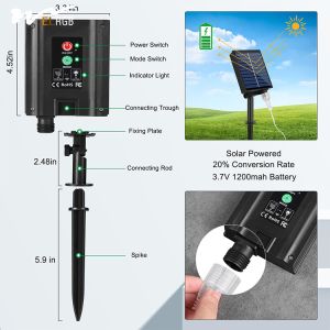 Solar Rope Light 72FT 200 LED 8 Modes IP67 Waterproof Remote Control Ideal for