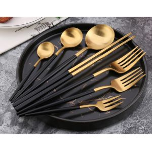 Buy cheap NC099 Stainless Steel Cutlery Set with Black and Gold color Flatware Kitchen Household China supplier from wholesalers