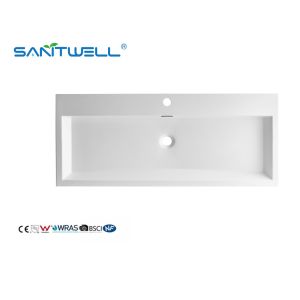 Buy cheap Standard Sizes SW6002-995 Bathroom Sanitary Ware Stone Resin Basins Rectangle Shape Semi-Counter Sinks from wholesalers