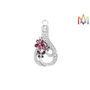 Buy cheap Copper Material Flower Pattern Cremation Urn Necklace Charms from wholesalers