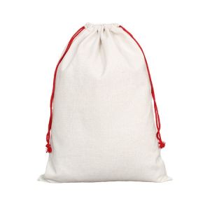 Custom Logo Linen Sublimation Drawstring Bag Santa Sacks Sublimation Blank