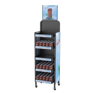 Buy cheap Metal Wheeled POP POS Display Kiosk Stand Pos Display Units For Beverage Storage Rack from wholesalers