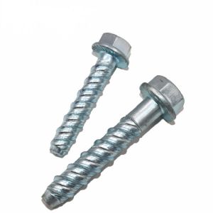 China Round Head 1/4 Inch HEX Concrete Screws 1-1/4 Inch Length Coarse Thread DIN Standard on sale