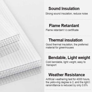 8mm Twin Wall Polycarbonate Sheet 4 X 8 , Greenhouse UV Resistant Polycarbonate