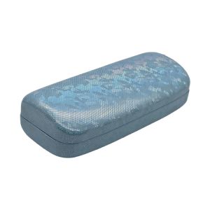 Buy cheap Bluish Purple Eyewear Packaging 155MM Clamshell Sunglass Case Embossed Logo Metal Glasses Case from wholesalers