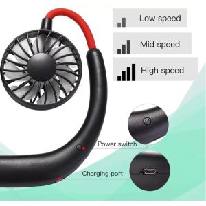 Folding 3 Speed 2000mAh 5hrs Portable Hanging Neck Fan