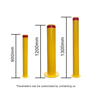Yellow Carbon Steel Fixed Bollard Customizable Diameter Parking Lockable Bolt