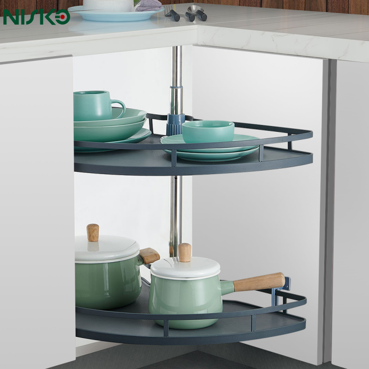 Kitchen Magic Corner Cabinet Seasoning Bottles Storage Rack 270 Degrees Swivel