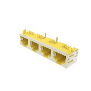 Buy cheap 8P8C Shielded PCB Mount RJ45 Modular Connector 1 * 4 Port ISO9001 Certification from wholesalers