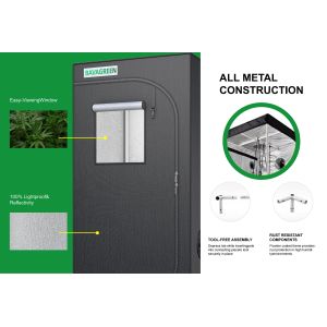 BAVAGREEN 80X80X180CM Grow Box 1680D Oxford Fabric Steel Poles Grow Tents with